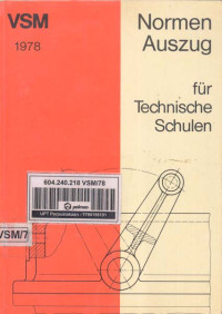 Normen Auszug für Technische Schulen. 8 Auflage 1978