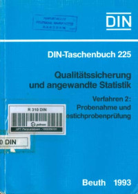 DIN-Taschenbuch 225. Qualitätssicherung Und Angewandte Statistik Verfahren 2: Probenahme und Annahmestichprobenprüfung